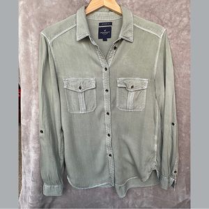 🎉American Eagle Boyfriend Fit Long-Sleeve Button-Up, Size Women’s Small, …